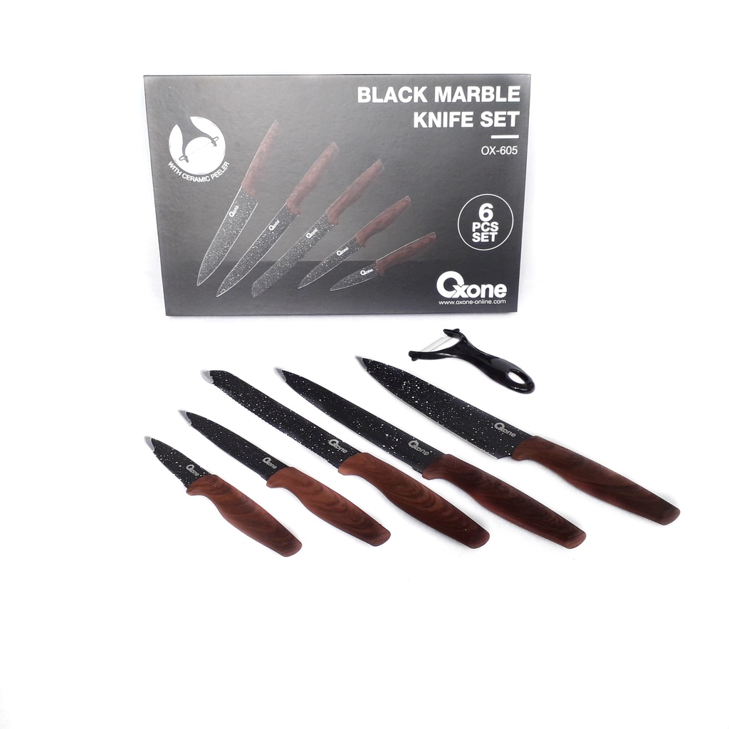 Oxone Pisau Set Pisau Dapur Oxone OX605 Black Marble Knife Set