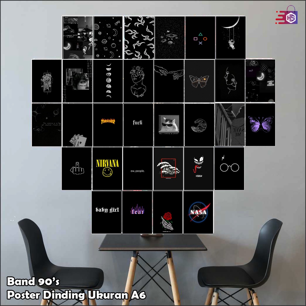 Poster Dinding Kamar Cowok Tema Black Aesthetic / Poster Kamar Aesthetic / Dinding Kamar Aesthetic /
