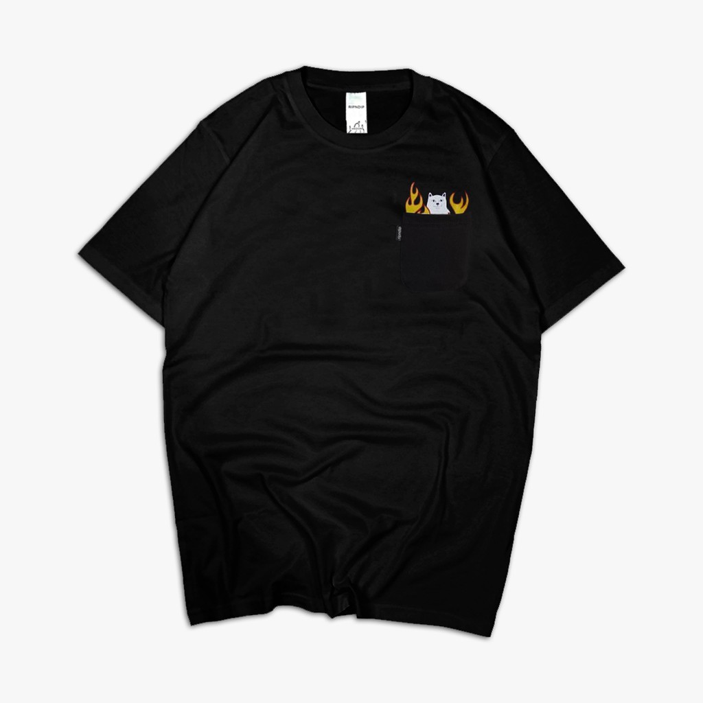 [BISA COD] KAOS RIPNDIP BLACK FLAME NERMAL POCKET - 1:1 ORIGINAL QUALITY
