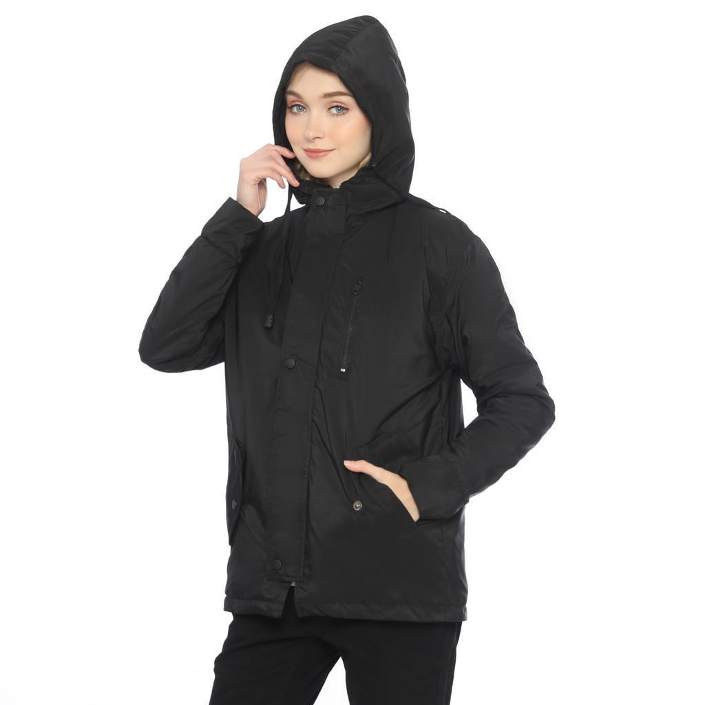 Cottonology Jaket Parka Wanita Gryson Hitam