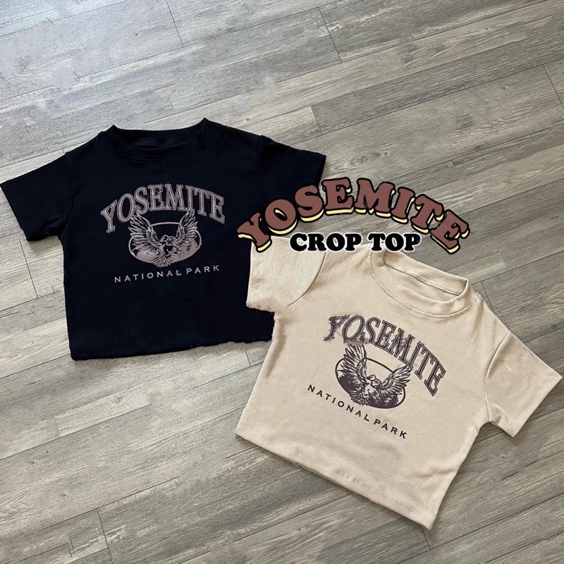 BEFAST - ZGW OOTD Kaos Crop AMINA / Crop Top Yose Mite National Park (LD 88, P 40) / Crop Top Lengan Pendek / Kaos Kekiniaan Remaja Wanita / Outfit Santai Wanita / Terlaris / Termurah