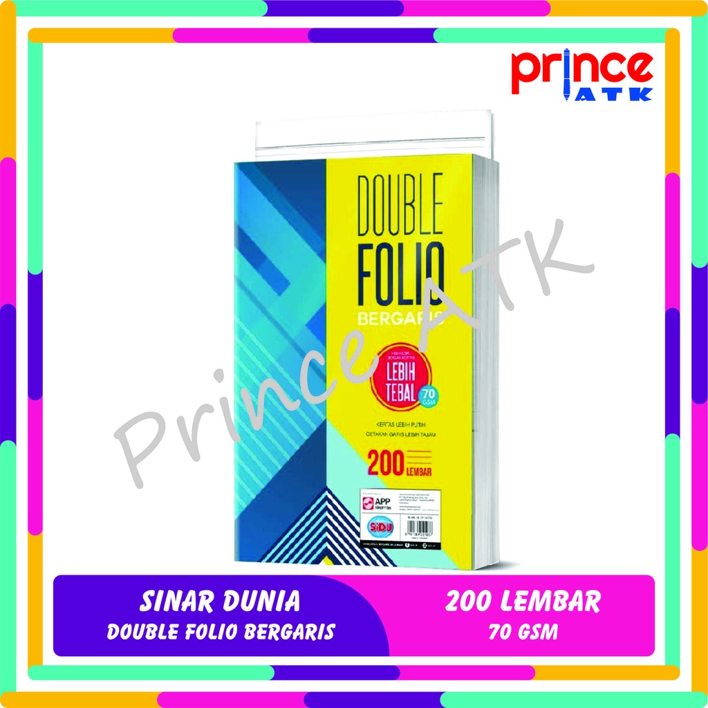 

SINAR DUNIA KERTAS DOUBLE FOLIO BERGARIS ISI 200 LEMBAR 70 GSM