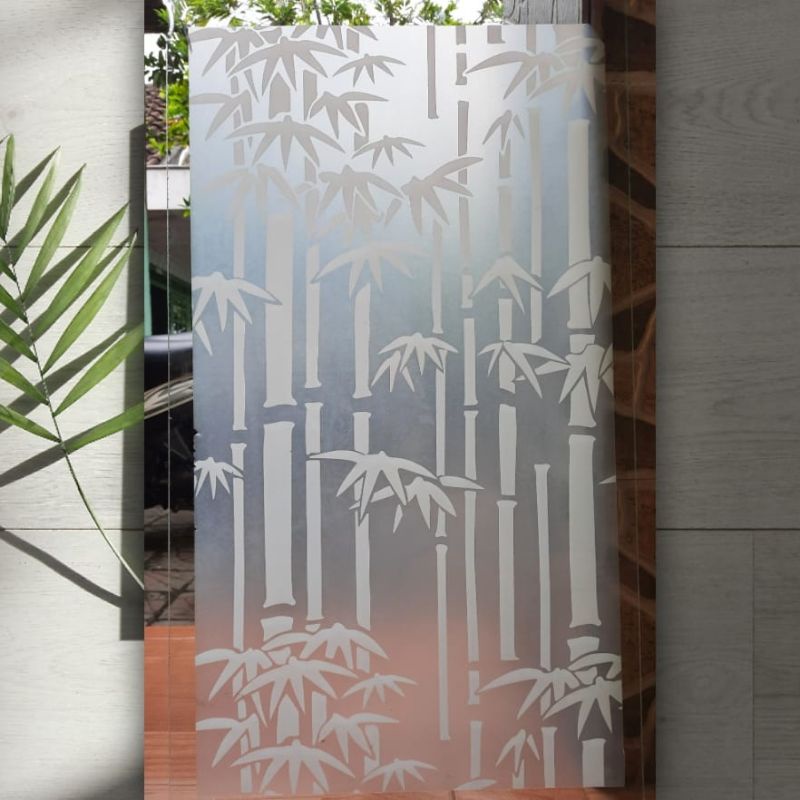 Stiker Kaca Jendela Motif Alam Pohon Bambu