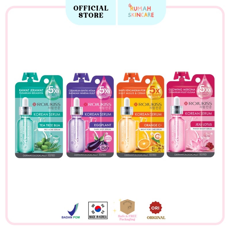 ROJUKISS Korean Serum Sachet 8ml ALL VARIANT  [Orange C+ Brightening | Eggplant Darkspot | Jeju Lotus Pinkish Bright | Tea Tree Bija Pro Acne Serum] Rojukiss serum Rojukis