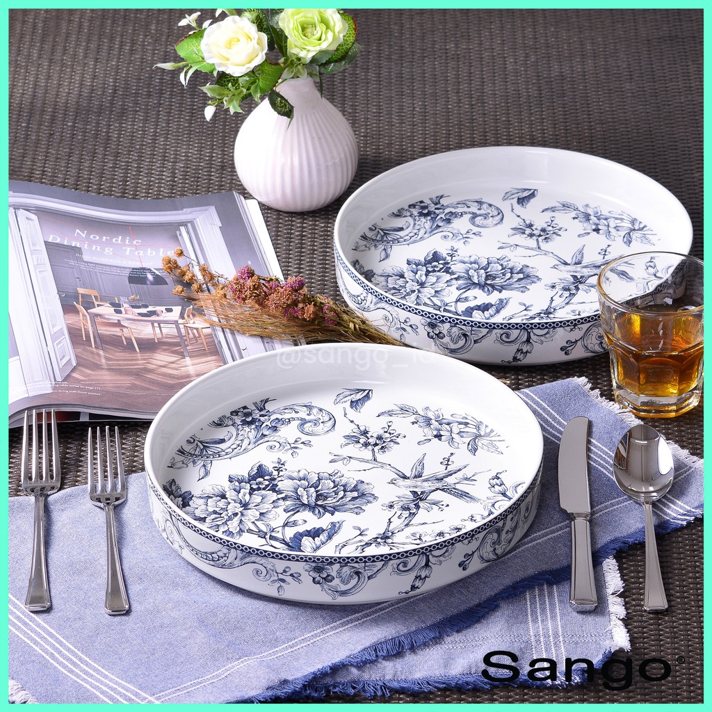 SANGO Set Piring Makan Stackable Adelaide Blue Isi 2 SANGO Set Piring Makan Stackable Adelaide Blue Isi 2