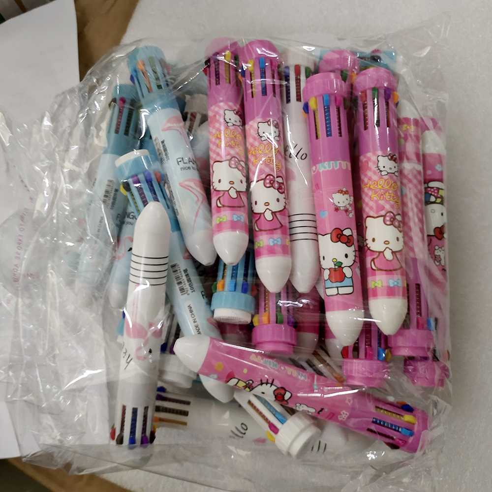 Pena Ballpoint Multi Warna 10 in 1 / Pena Pen Bulpen Bolpen Bolpoin Bolpoint Ballpoin Ballpoint Pulpen Warna Warni Karakter Anak Anak Kecil Perempuan Laki Laki Cewe Cewek Sd Sekolah Lucu Disney Princess Kartun Drawing Pen Aesthetic Motor Murah Original