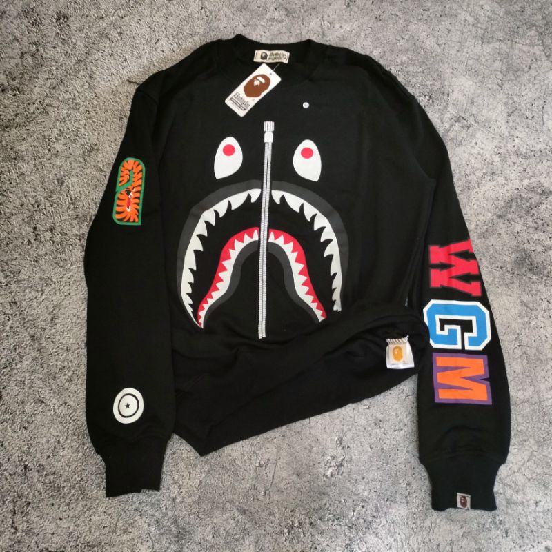 READY!!!SWEATER CREWNECK BAPE CAMO DOUBLE SHARK FULLTAG &amp; LEBEL PREMIUM HIGHT QUALITY