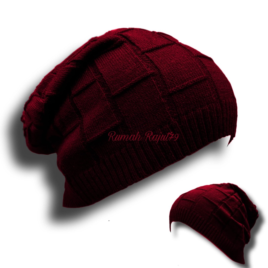 Bannie Hat Rajut Unisex Pria Wanita Dewasa Motif Bata Kupluk Topi Knit Polos Premium