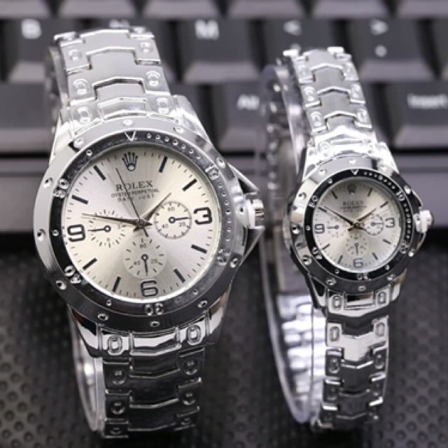 Jam Tangan Pria/Wanita/Couple Rolex Crono Hiasan Angka Stainliss