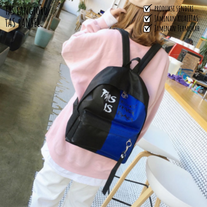 Tas Ransel Wanita - Tas Sekolah Kerja Kuliah Multifungsi Stylish Backpack Punggung Bahu Model Terbaru Bagus Kekinian Termurah Kualitas Premium Simple Elegan Casual Import Lokal Original Korea Unisex Remaja Dewasa Perempuan Cewek