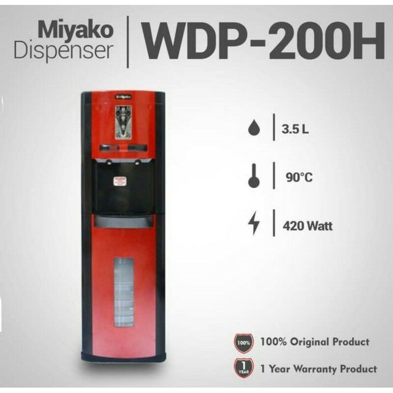 MIYAKO DISPENSER WDP-200 H GALON BAWAH / DISPENSER MIYAKO PANAS & NORMAL / DISPENSER MIYAKO WDP200H