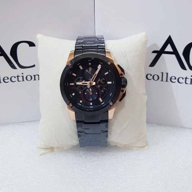 ALEXANDER CHRISTIE PRIA AC 9602 HITAM ROSEGOLD RANTE JAM TANGAN PRIA ALEXANDRE CHRISTIE