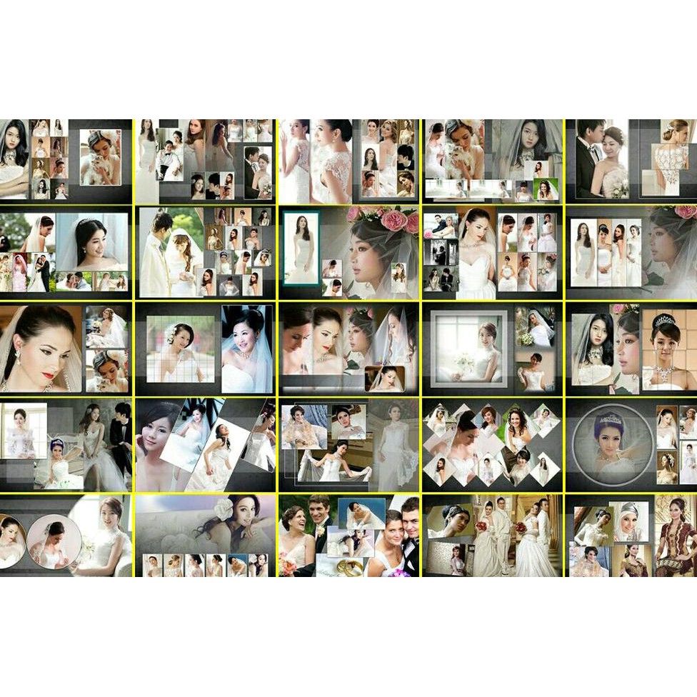 Download Best Seller Photo Template Album Kolase Wedding Pernikahan Photobook Collage Psd Photoshop Shopee Indonesia PSD Mockup Templates