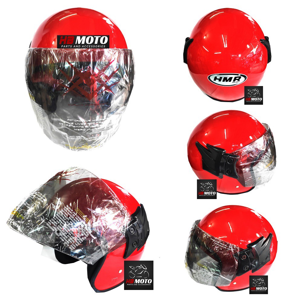 Helm HMR Solid Red Lights HMRCEN1RLIGHT / Helm SNI / Helm Half Face / Helm Dewasa / Safety Helmet