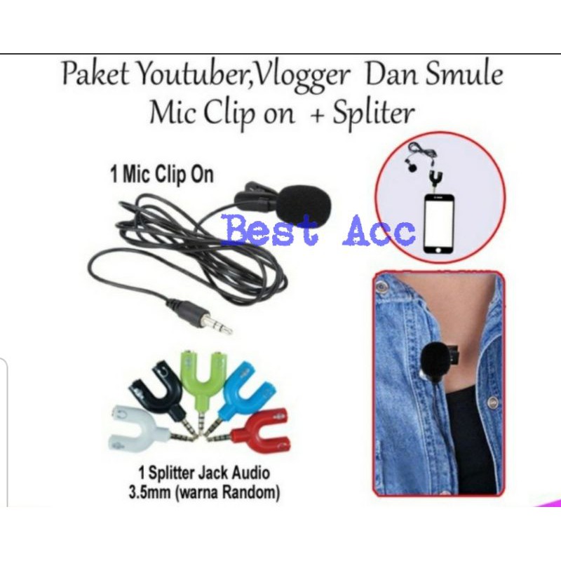 Jual Paket Youtuber Vlogger Tiktok Smule Mic Clip On And Audio Aux