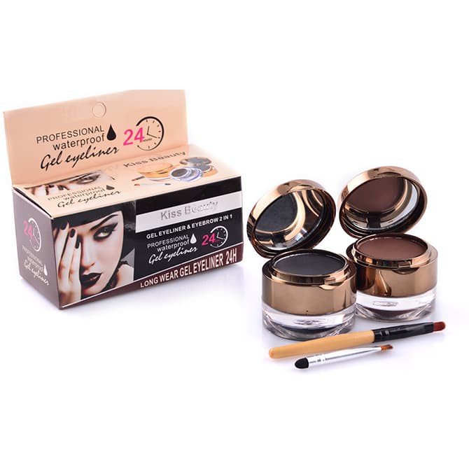 KISS BEAUTY 2IN1 24 HOURS - EYEBROW POWDER + MAGIC EYELINER GEL