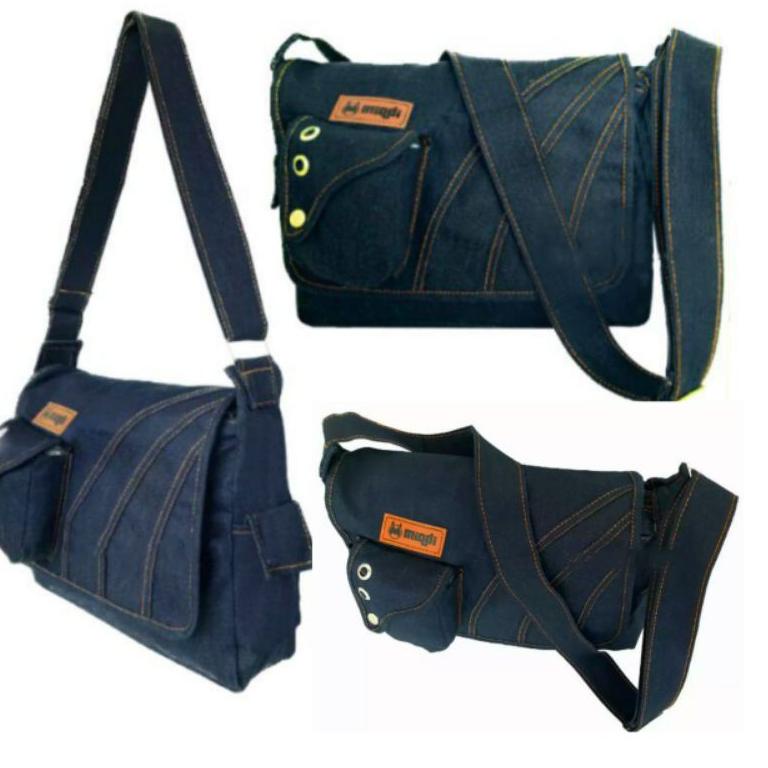 Fresh Xnr33 TAS SLEMPANG KANVAS MIQDIBAG TAS KAIN KANVAS PRIA WANITA TAS SLEMPANG BQHAN JEANS Paling