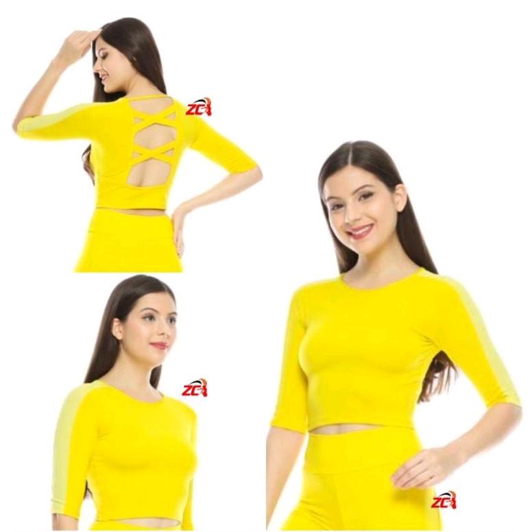 Atasan Senam Ukuran  JUMBO Wanita Aerobik Gym Terbaru Crop 3/4 Tile