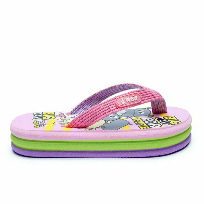Sandal Anak Perempuan D' Noir Teplek/Flat Lapis 3 PINK | Sandal Jepit Anak Perempuan