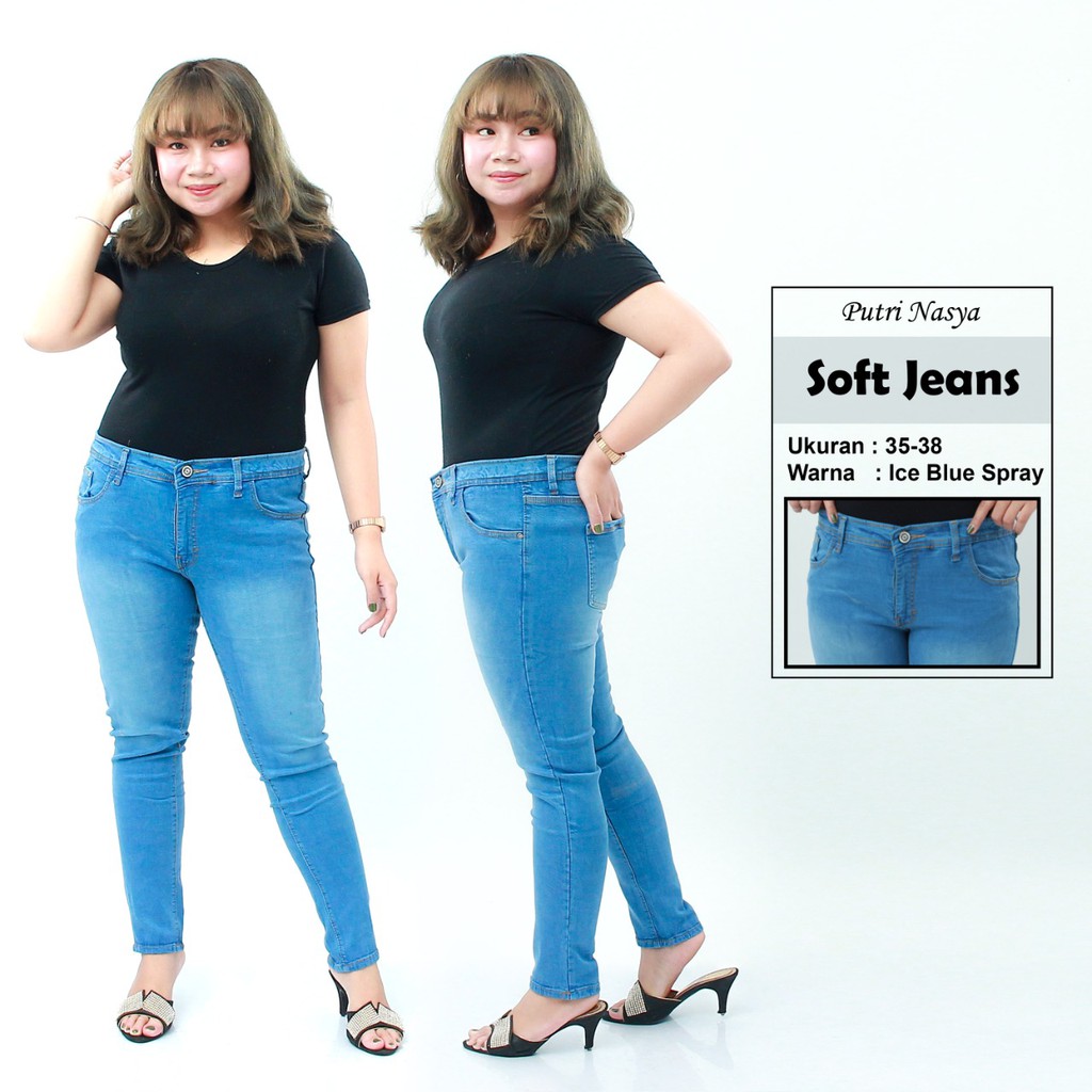 Plain black pekat long pants jeans celana panjang stretch ngaret karet bagus mantap melar murah gaya