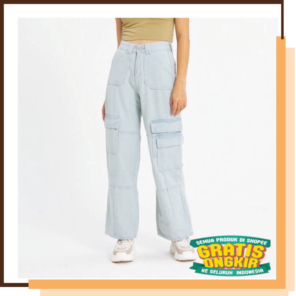 Cargo jogging joger keren big size  / Jeans Highwaist Cargo Korean Fashion Lisa Blackpink