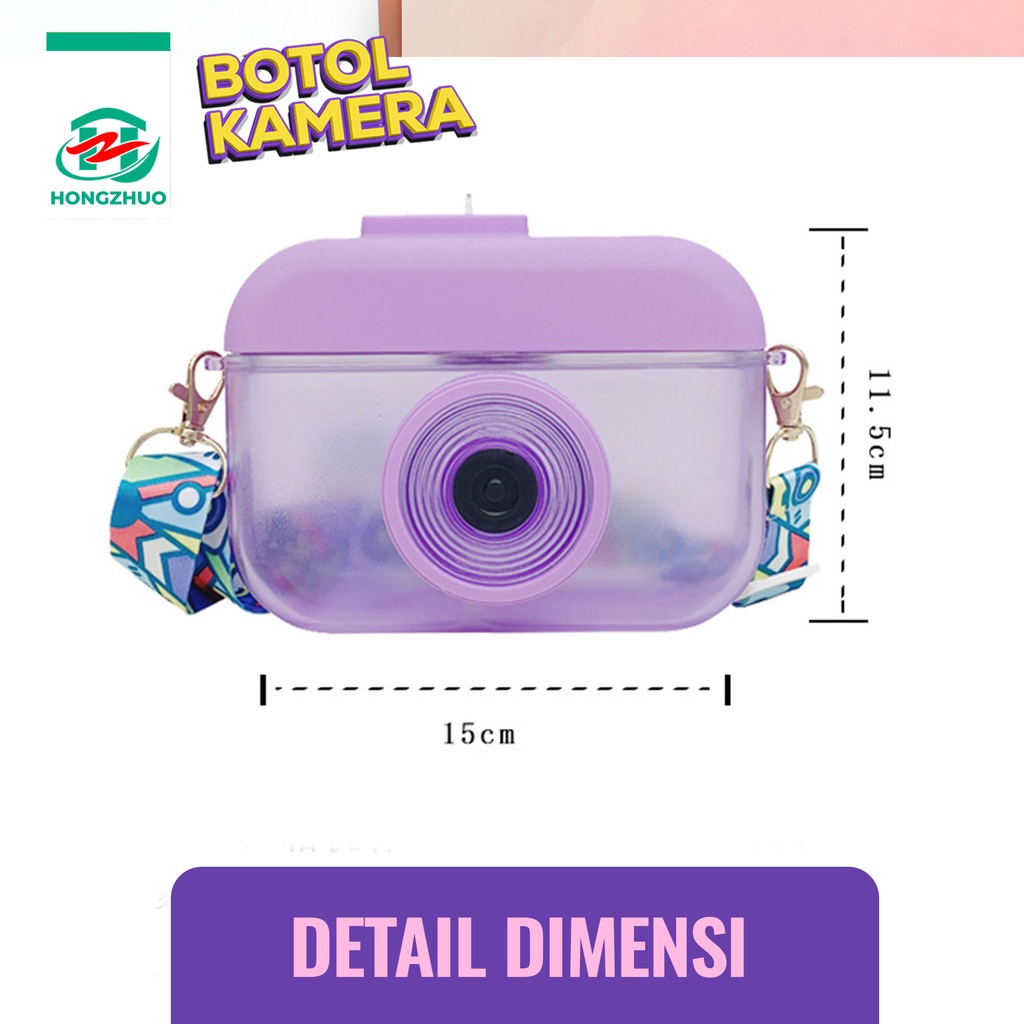 Hongzhuo Camera Bottle / Botol Kamera Unik / Botol Minum Anak Free Sticker Karakter 400ml BPA FREE-7