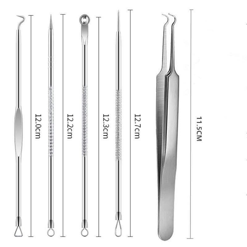 (BOW) Alat Pemencet Komedo Dan Jerawat Pinset Komedo Lengkap 5In1 3A66