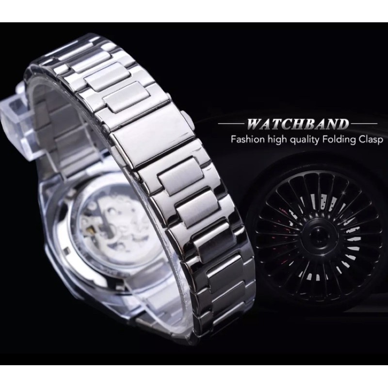 Jam Tangan Pria Mechanical Automatic Movement Homage Royal Silver White Luxury