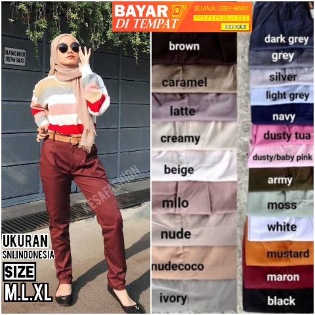 MSC BAGGY CELANA BAGGY PANT WANITA BAHAN KATUN STRECHT GOOD QUALITY FIT TO L PINGGANG KARET