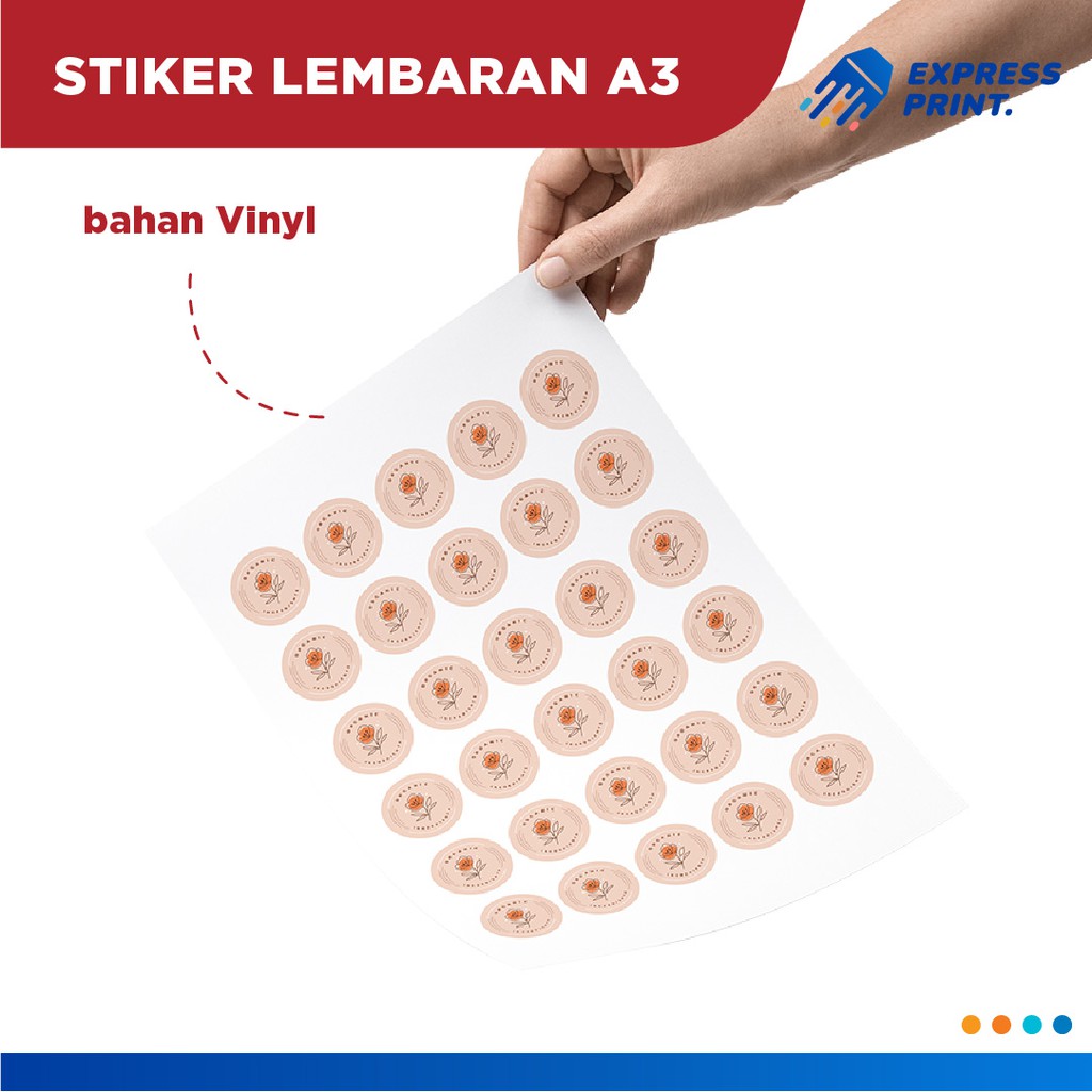 

Cetak Stiker Bhan Vinyl A3+ Cetak Stiker Cutting (Print + Cutting) Full Color, Cut Kotak