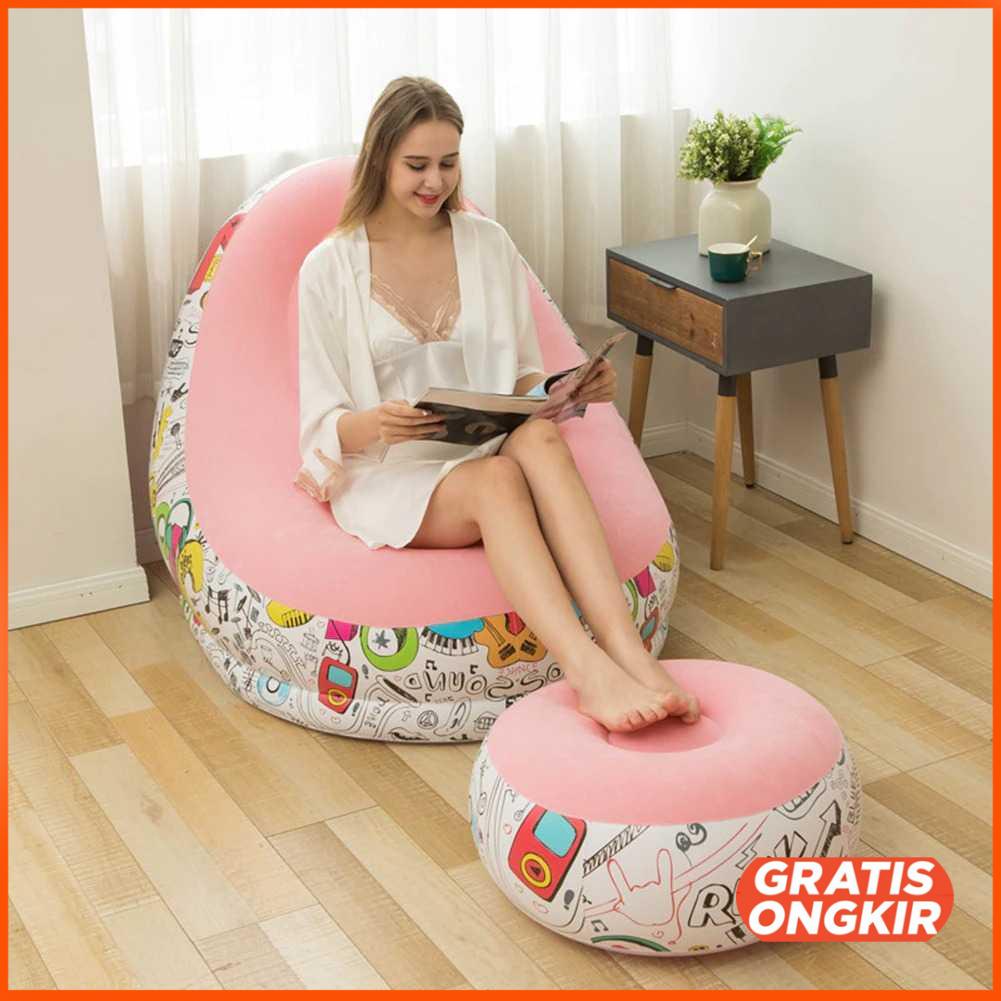 Sofa Malas Inflatable Isi Angin dengan Sandaran Kaki - TP099