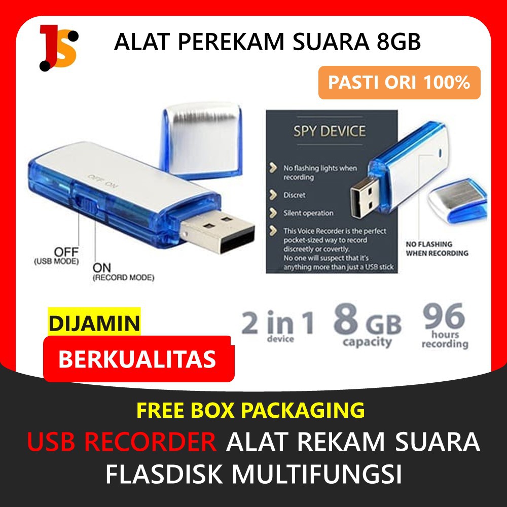 ALAT PEREKAM SUARA VOICE RECORDER FLASDISK FLASDIS FLASHDRIVE USB SOUND SPY RECORDER 8GB JS89