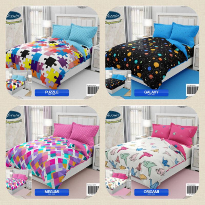 Bedcover Set California King FLAT Ukuran 180x200 cm Katun Selembut Sutra Kualitas Premium