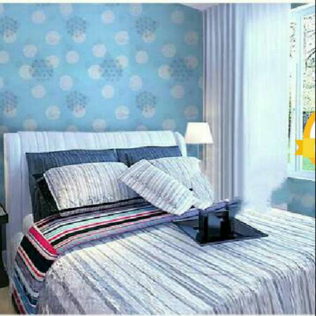 Wallpaper Sticker Dinding Kamar Termurah Polkadot Biru Putih Keren Elegan Minimalis Cantik Bagus Shopee Indonesia