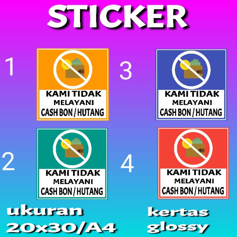 

STICKER DILARANG CASH BON UNTUK TOKO DAN WARUNG DJ6G