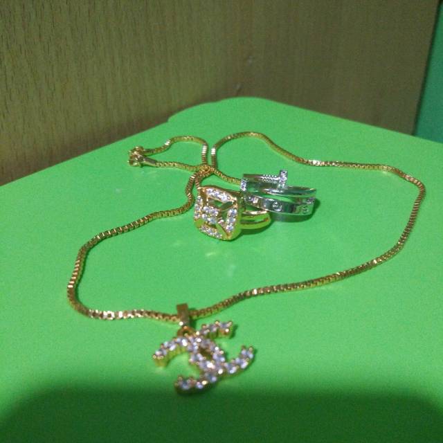 Kalung chanel, cincin kotak, cincin paku silver cartier