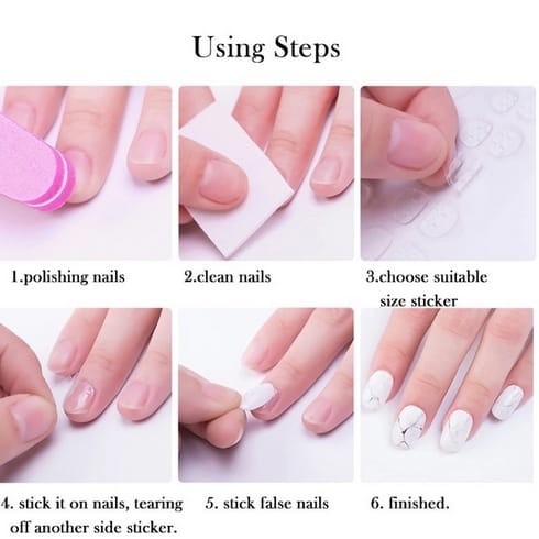 Kuku Palsu Set Pendek Panjang isi 12/24pcs Fake Nail Sticker Kuku Free Lem Tahan Air