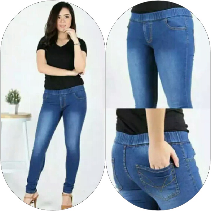 QISSPES STORE - Celana Jeans Levis Wanita Jumbo - Celana Jeans Panjang Wanita - Jeans Pinggang Karet