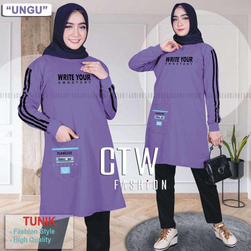Tunik Wanita Terbaru 2021 Kekinian / Tunik Kaos Panjang/Tunik Wanita Dewasa Atasan Wanita Dewasa