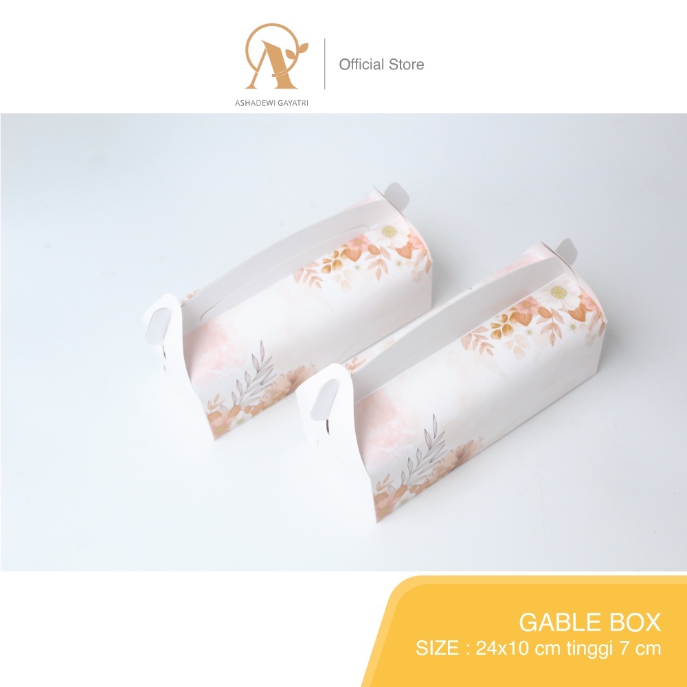 

Ashadewi Gayatri - Gable Box Peach Fleur : 24x10x7 cm / Ivory / hampers / box lebaran / box toples kue