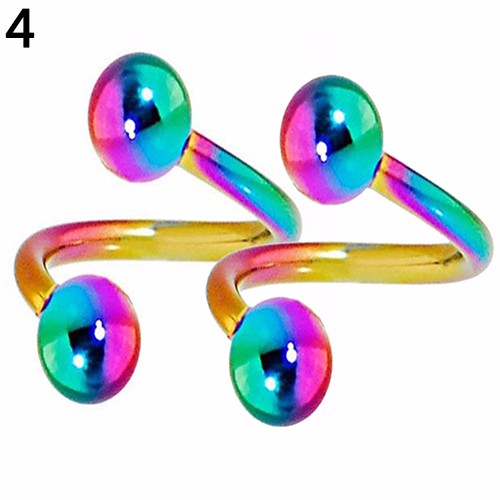 2 Pcs Perhiasan Tindik Menusuk Tubuh Cincin Hidung Bibir Bentuk Spiral Melilit Stainless Steel