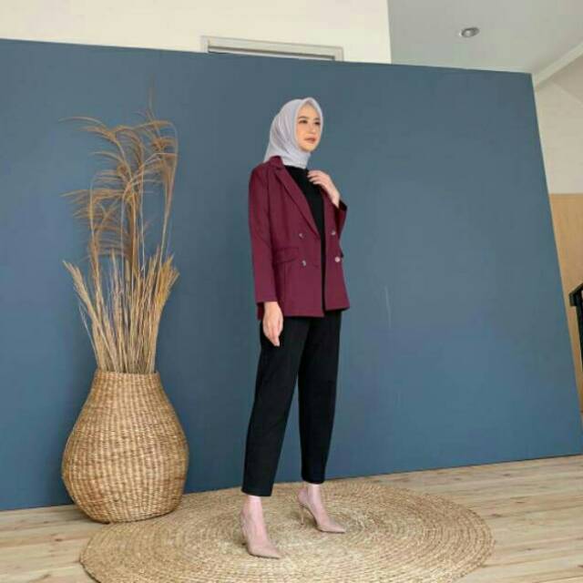 Blazer gonegani maroon marun M