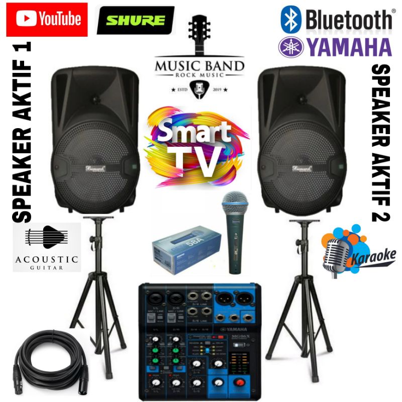 PAKET SOUND SYSTEM MIXER YAMAHA 6 CH  INDOR/OUTDOR 8 INCH BISMARK BLUETOOTH