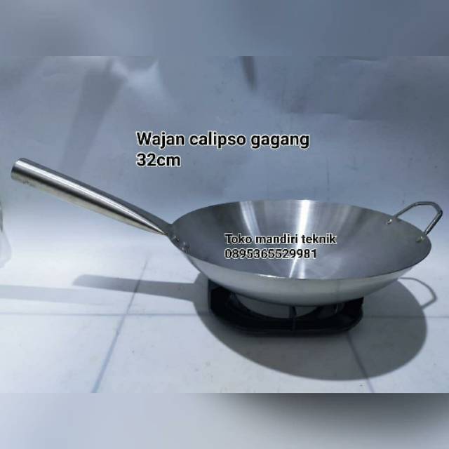 Wajan kwali penggorengan stainles merk calypso gagang ukuran 32cm