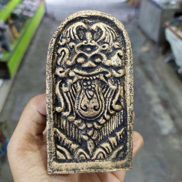 PAJANGAN MINIATUR PATUNG GANESHA DENGAN TEDENG KECIL BAHAN FIBERGLASS 13x6x4 cm - DEKORASI RUMAH