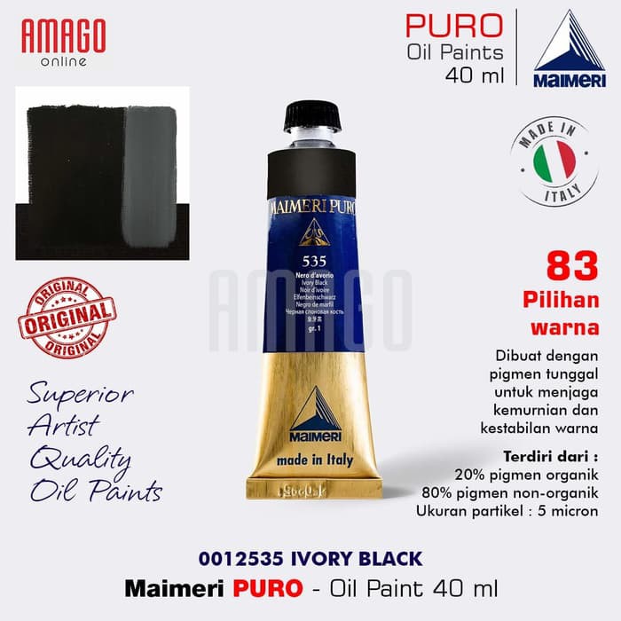 MAIMERI PURO - OIL PAINT - IVORY BLACK - 40ML - M0012535