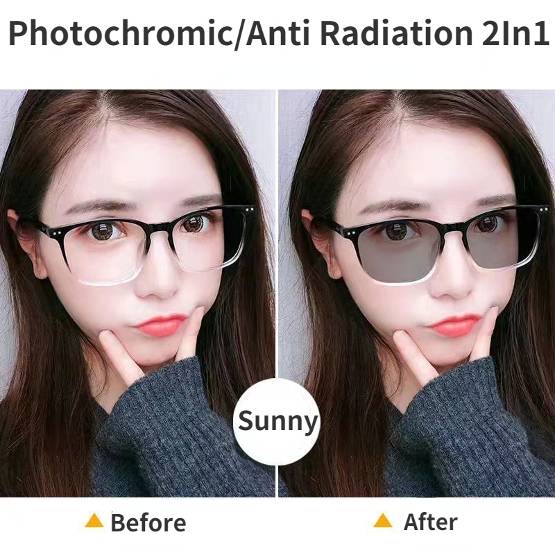 Kacamata Photochromic Anti Radiasi Dengan Bingkai Logam Untuk Pria Dan Wanita