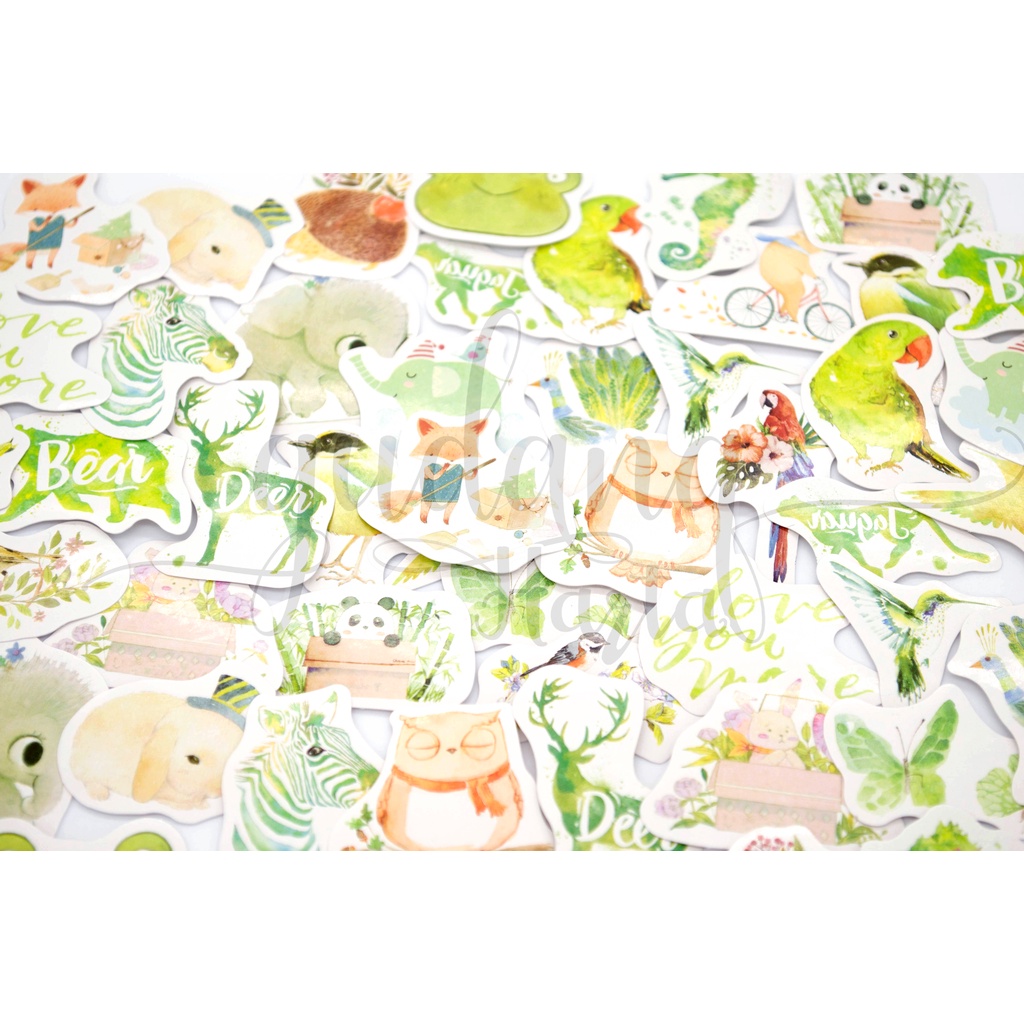 Stiker Green Animals Sticker Motif Hewan Hijau DIY GH 303753