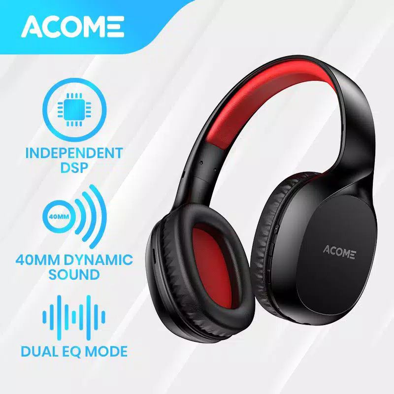 ACOME H1 Over-Ear Bluetooth Headphone DSP Noise Reduction Dual EQ garansi 1 Tahun