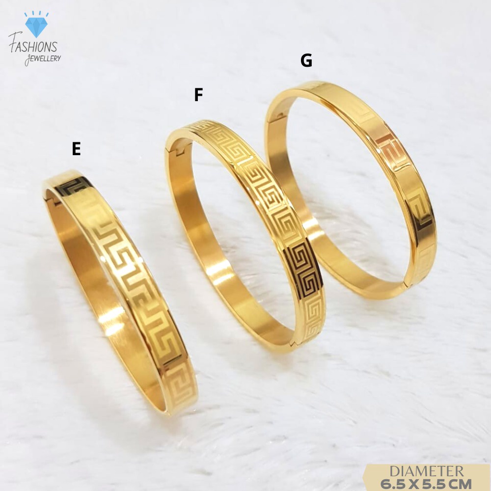 Gelang tangan titanium gold polos ukuran besar